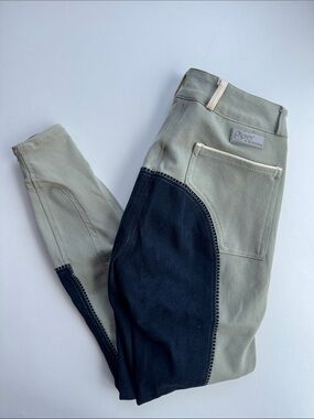 Piper Two-Tone Equestrian Breeches in Sage Green and navy